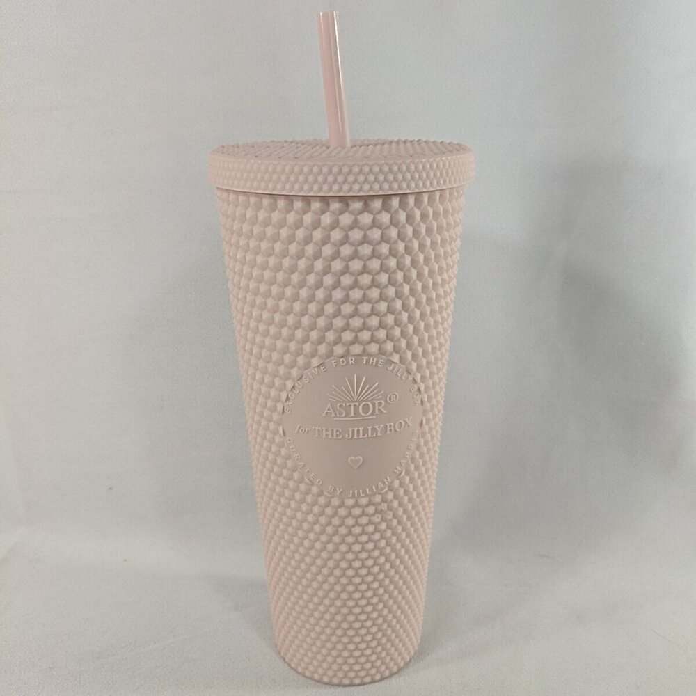 Astor For The Jilly Box Reusable Tumbler Cup with Lid Straw Pink Studded Travel